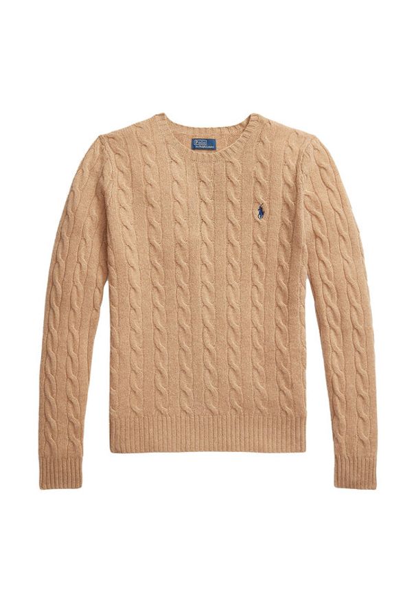Polo Ralph Lauren Sweter 211971865002 Beżowy Slim Fit. Typ kołnierza: polo. Kolor: beżowy. Materiał: wełna