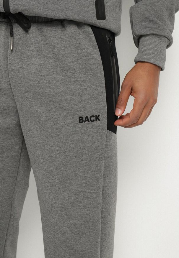Born2be - Szare Spodnie Dresowe Joggery ze Ściągaczami i Kontrastowymi Wstawkami Napova. Okazja: na co dzień. Kolor: szary. Materiał: dresówka. Styl: klasyczny, elegancki, casual