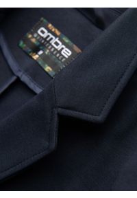 Ombre Clothing - Męska marynarka SLIM z dzianiny o subtelnej strukturze – granatowa V3 - Rozmiar: XXL. Okazja: do pracy. Kolor: niebieski. Materiał: dzianina. Wzór: kolorowy. Styl: klasyczny #12