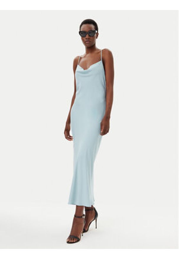 Calvin Klein Sukienka letnia LV044B053G Błękitny Slim Fit. Kolor: niebieski. Materiał: syntetyk, satyna. Sezon: lato