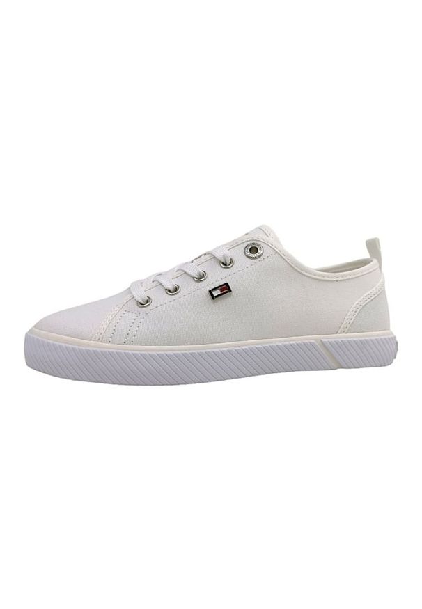 TOMMY HILFIGER - Buty Tommy Hilfiger Vulc Canvas Sneaker W FW0FW08063YBS białe. Okazja: na co dzień. Kolor: biały. Materiał: guma, materiał. Szerokość cholewki: normalna