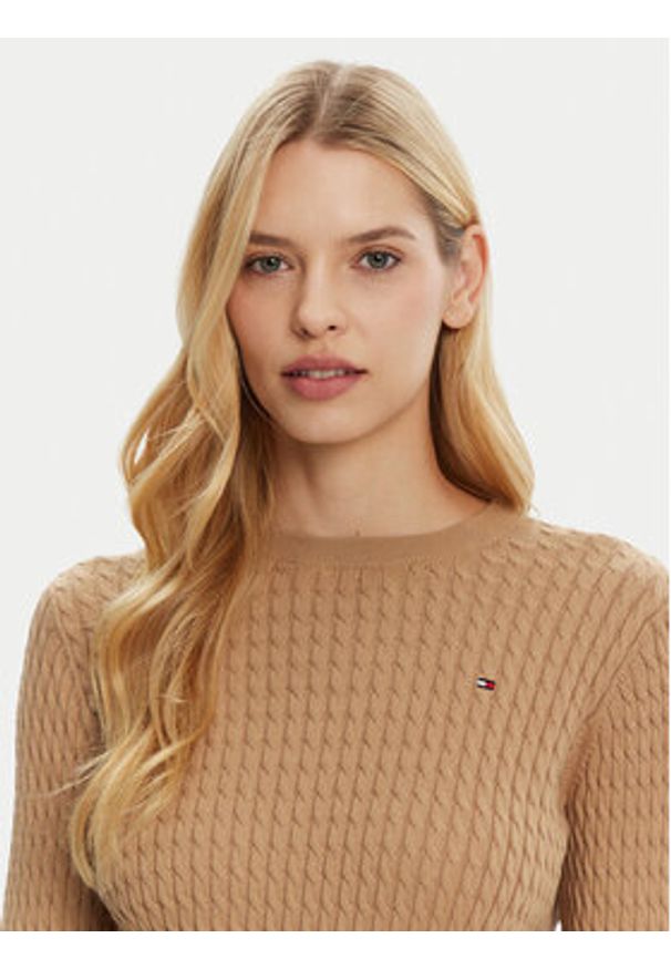 TOMMY HILFIGER - Tommy Hilfiger Sweter WW0WW44993 Brązowy Regular Fit. Kolor: brązowy. Materiał: bawełna