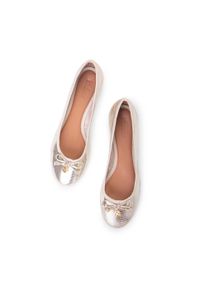 Kazar - Złote baleriny damskie. Kolor: złoty. Materiał: skóra. Wzór: aplikacja #5