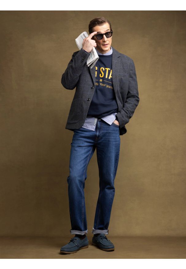 Big-Star - Bluza męska z logo BIG STAR granatowa Setor 403. Kolor: niebieski. Materiał: jeans, bawełna, dresówka. Wzór: nadruk, ze splotem