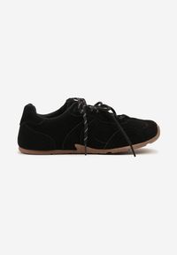Renee - Czarne Sneakersy Ozdobione Podwójnym Sznurowaniem Lirania. Okazja: na co dzień. Zapięcie: sznurówki. Kolor: czarny. Materiał: jeans. Wzór: aplikacja. Obcas: na obcasie. Wysokość obcasa: niski #3