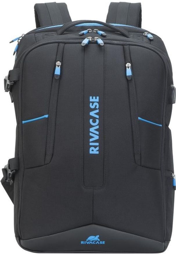 RIVACASE - Plecak Rivacase 7860 czarny. Kolor: czarny. Materiał: materiał. Wzór: paski