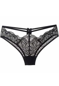 Intica - Figi koronkowe z dużym wycięciem dla podkreślenia sylwetki Drenusha. Kolor: czarny. Materiał: koronka. Wzór: koronka