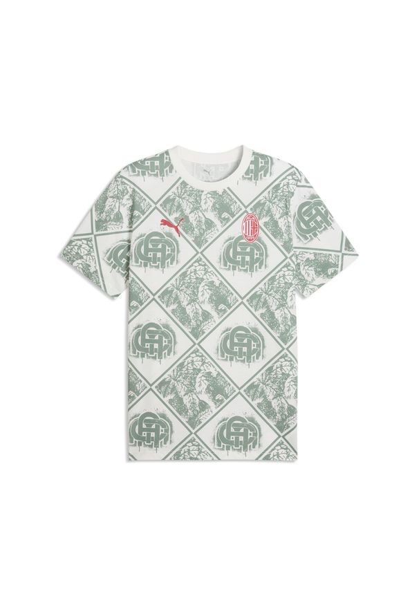Puma - Męska koszulka AC Milan FtblCulture Printed PUMA. Kolor: biały, wielokolorowy, zielony. Sport: piłka nożna