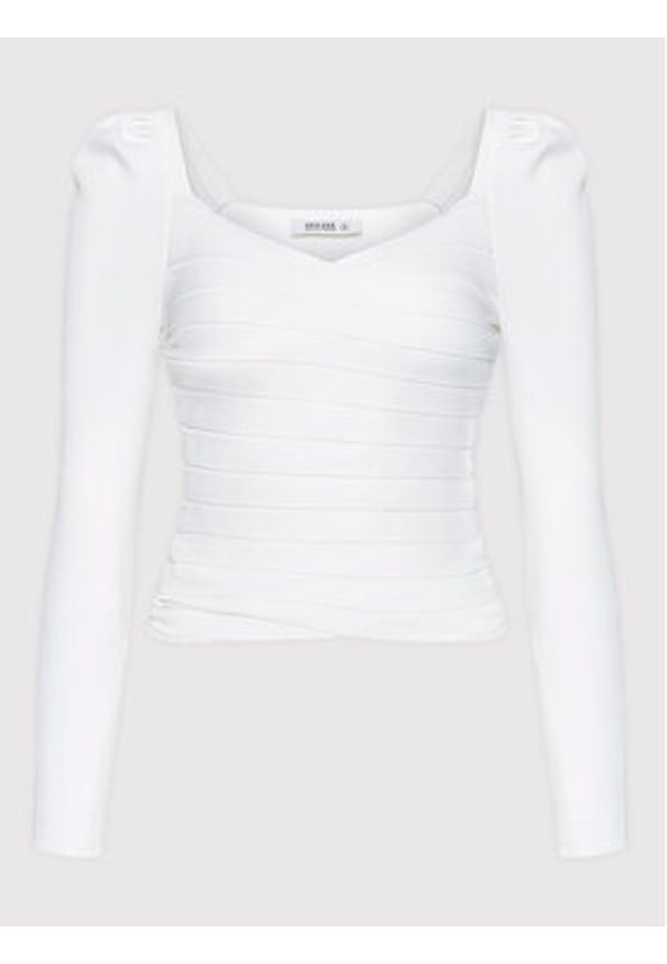 DeeZee Bluzka Prague 14619 Biały Slim Fit. Kolor: biały. Materiał: syntetyk