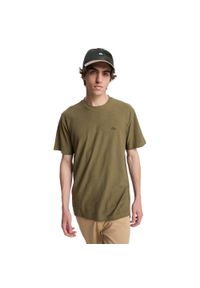 Quiksilver - Koszulka z krótkim rękawem dla Mężczyzn SLUB ROUNDNECK Brązowy. Kolor: zielony. Materiał: bawełna, tkanina. Długość rękawa: krótki rękaw. Długość: krótkie. Wzór: haft #1