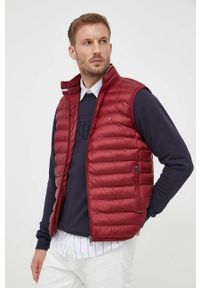 TOMMY HILFIGER - Tommy Hilfiger bezrękawnik męski kolor bordowy przejściowy. Kolor: czerwony. Materiał: poliester, materiał. Długość rękawa: bez rękawów