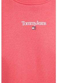 Tommy Jeans bluza damska kolor różowy z nadrukiem. Kolor: różowy. Materiał: bawełna, dzianina. Wzór: nadruk #5