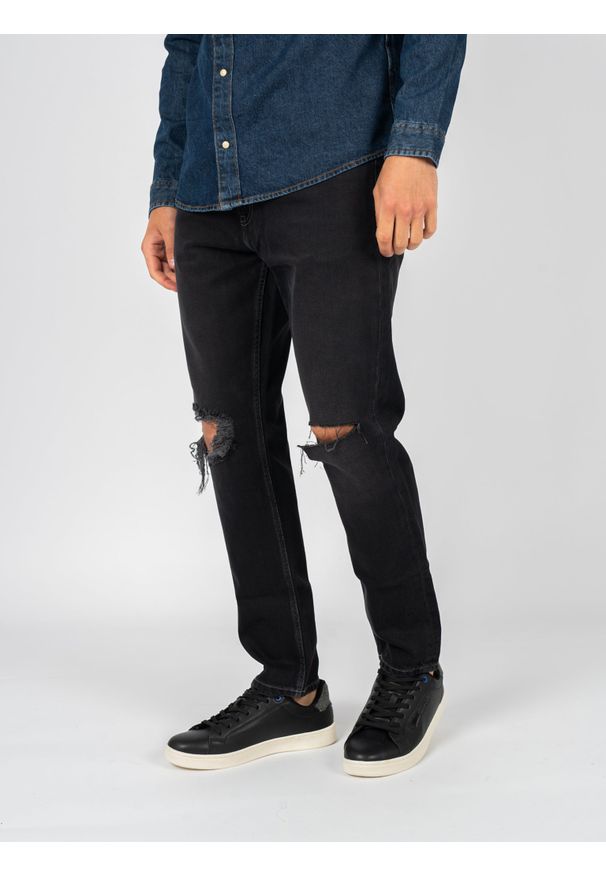 TOMMY HILFIGER - Tommy Jeans Jeansy "Dad Jean" | DM0DM11887 | Dad Jean | Mężczyzna | Czarny. Okazja: na co dzień. Kolor: czarny. Wzór: aplikacja. Styl: casual