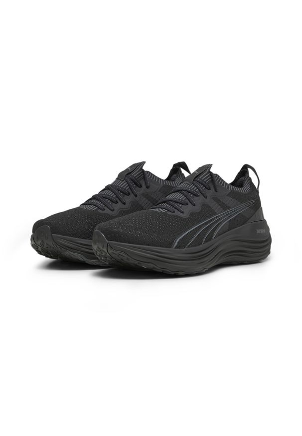 Puma - Męskie dzianinowe buty do biegania ForeverRun NITRO PUMA Black Shadow Gray. Kolor: wielokolorowy, szary, czarny. Materiał: dzianina. Sport: bieganie