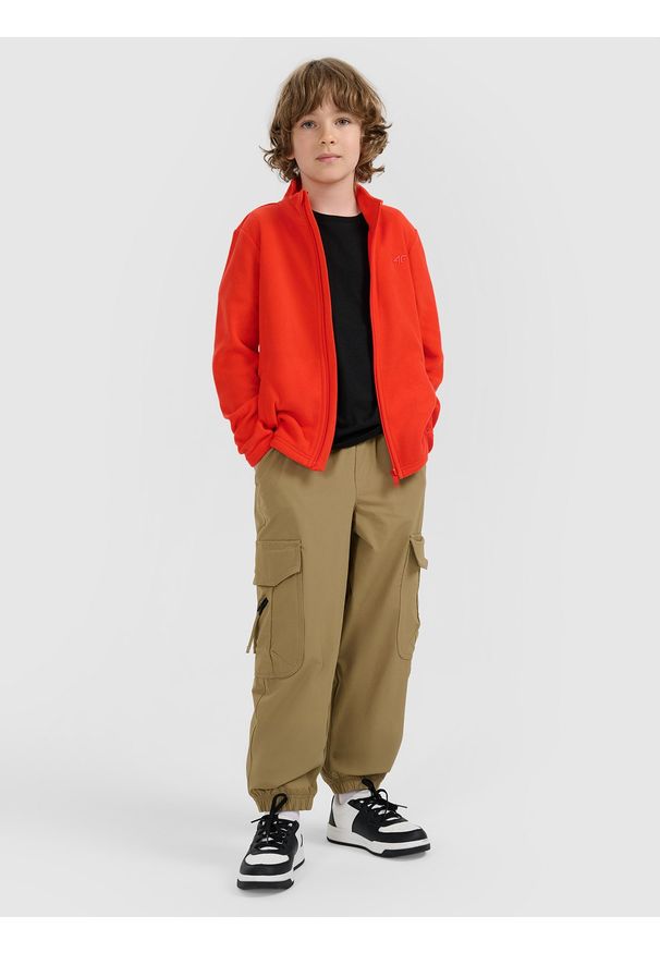 4f - 4F Polar slim ze stójką chłopięcy - czerwony 158 (12-13 lat). Typ kołnierza: kołnierzyk stójkowy. Kolor: czerwony. Materiał: polar. Wzór: gładki. Sezon: lato. Sport: turystyka piesza, wspinaczka, snowboard, narciarstwo