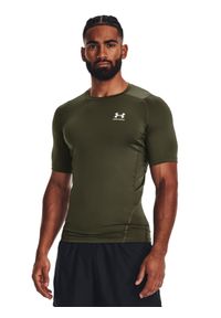 Koszulka treningowa męska Under Armour UA Hg Armour Comp Ss - oliwkowa/khaki. Kolor: oliwkowy, brązowy, wielokolorowy. Materiał: tkanina, poliester, elastan. Długość rękawa: raglanowy rękaw #1