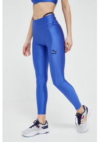 Puma legginsy sportowe Dare To damskie kolor niebieski gładkie. Kolor: niebieski. Materiał: skóra, dzianina. Wzór: gładki. Styl: sportowy #3