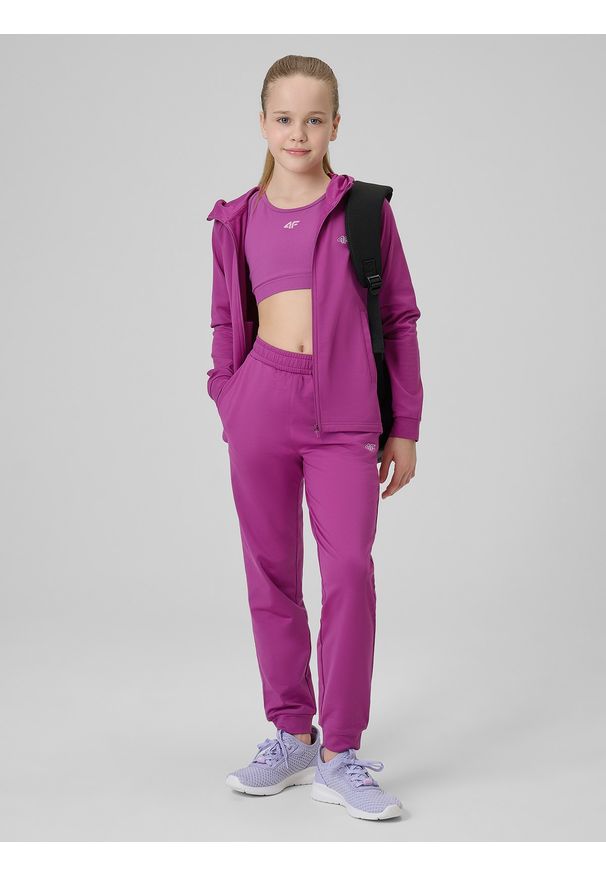 4f - 4F Spodnie sportowe joggery dziewczęce - różowe 146/152 (10-12 lat). Kolor: różowy. Materiał: dzianina. Sezon: lato. Sport: turystyka piesza