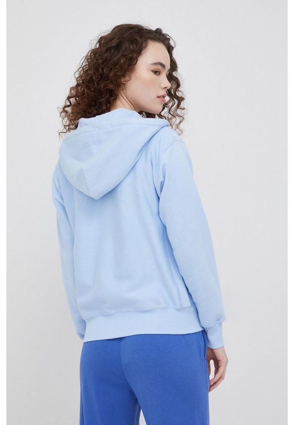 Polo Ralph Lauren bluza damska z kapturem gładka. Okazja: na co dzień. Typ kołnierza: polo, kaptur. Kolor: niebieski. Wzór: gładki. Styl: casual