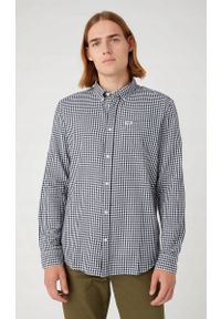 Wrangler - WRANGLER MĘSKA KOSZULA LS 1 PKT BUTTON DOWN NAVY 112345377 W5B1011976. Typ kołnierza: button down