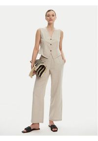 Vero Moda Spodnie materiałowe Caia 10333796 Beżowy Wide Leg. Kolor: beżowy. Materiał: bawełna #4