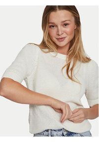 Vila Sweter Dalo 14084421 Biały Regular Fit. Kolor: biały. Materiał: bawełna #7