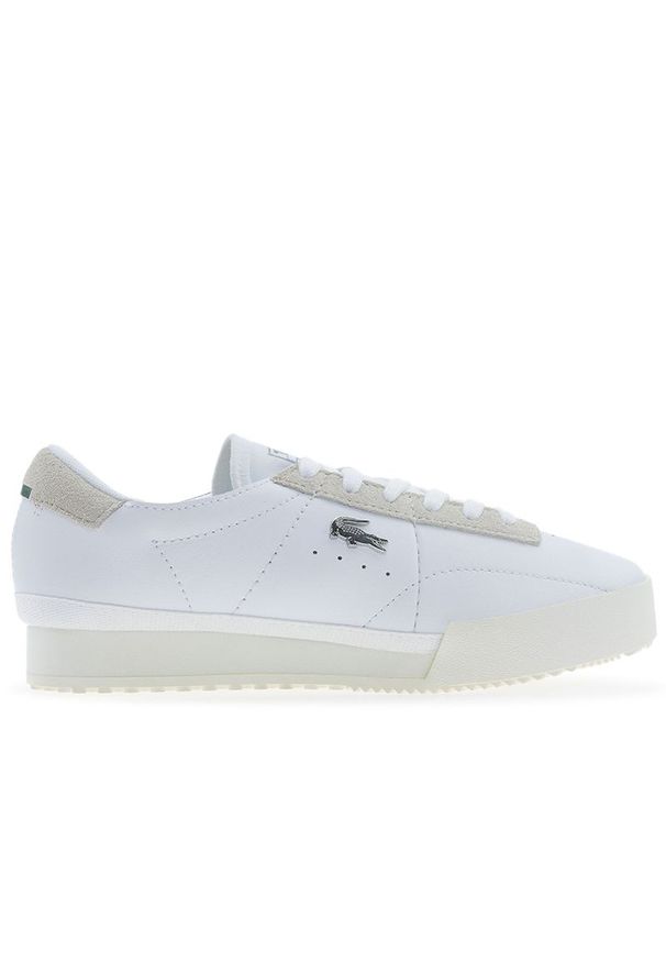 Buty damskie Lacoste Aura 225 1 SFA 749SFA0043-454 - białe. Okazja: na co dzień. Zapięcie: sznurówki. Kolor: biały. Materiał: guma, skóra. Wzór: aplikacja. Obcas: na płaskiej podeszwie. Sport: turystyka piesza