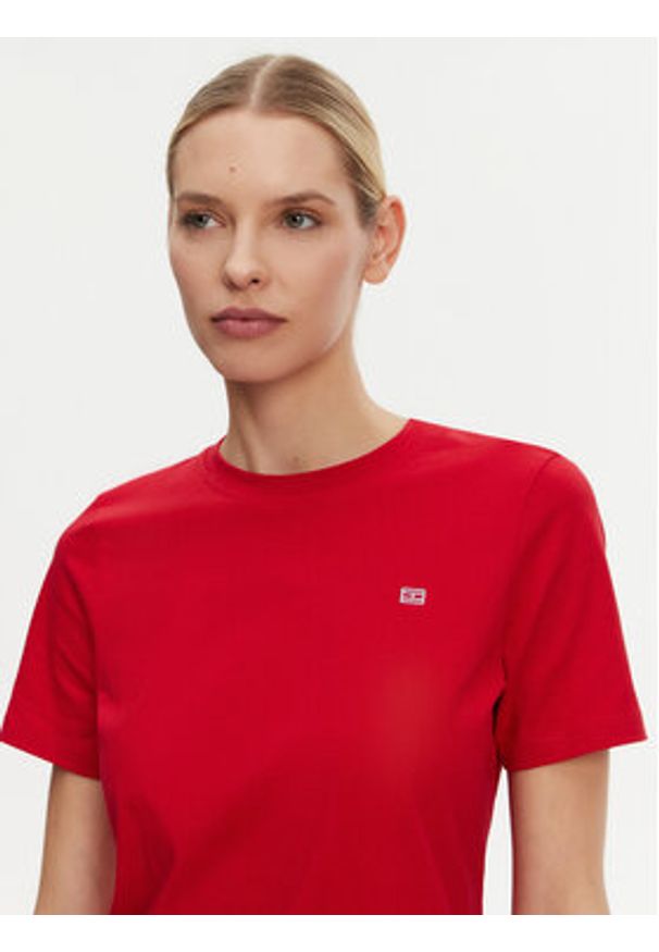 TOMMY HILFIGER - Tommy Hilfiger T-Shirt WW0WW45522 Czerwony Regular Fit. Kolor: czerwony. Materiał: bawełna