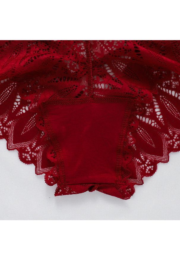 Intica - Majtki koronkowe ze strapsami eleganckie Herlaug. Kolor: czerwony. Materiał: koronka. Wzór: koronka