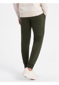 Ombre Clothing - Spodnie męskie dresowe typu jogger - oliwkowe V1 - Rozmiar: XXL. Kolor: oliwkowy. Materiał: dresówka. Styl: elegancki