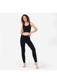 KIMJALY - Legginsy Do Jogi Damskie Czarne. Kolekcja: moda ciążowa. Kolor: czarny. Materiał: bawełna, elastan, materiał. Sport: joga i pilates