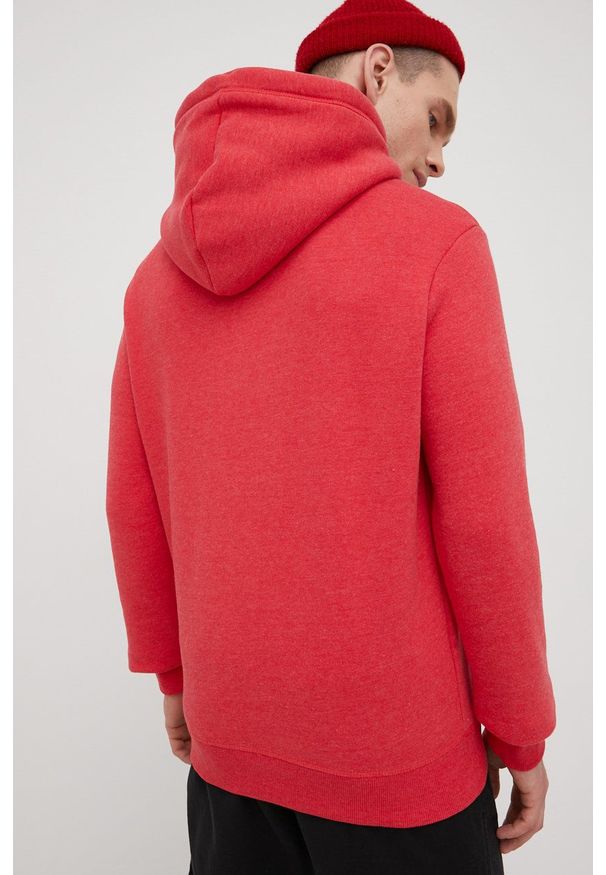 Superdry bluza męska kolor czerwony z kapturem gładka. Typ kołnierza: kaptur. Kolor: czerwony. Materiał: bawełna. Wzór: gładki