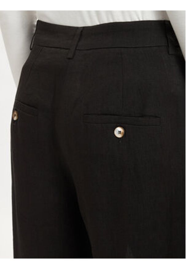 Marella Spodnie materiałowe Solista 2613131114 Czarny Relaxed Fit. Kolor: czarny. Materiał: len