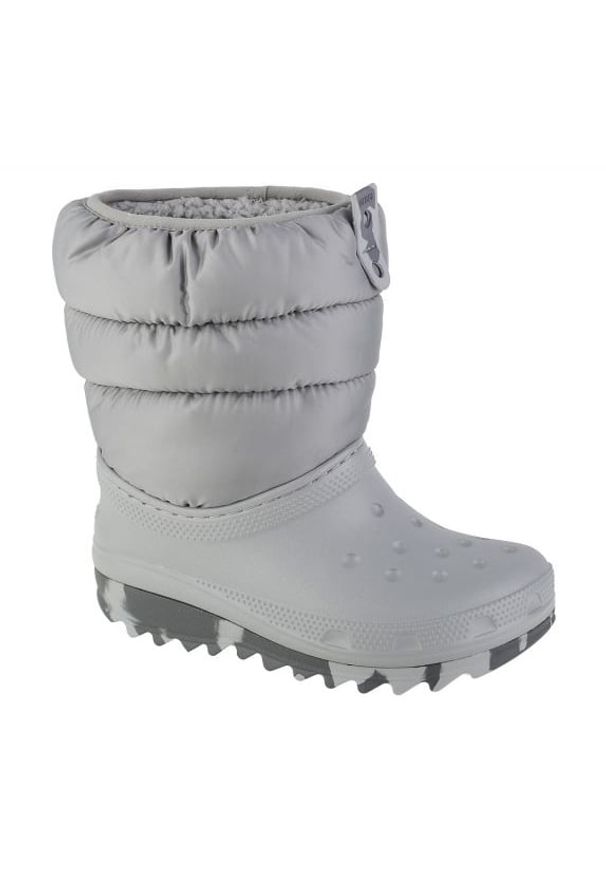 Buty Crocs Classic Neo Puff Boot Jr 207684-007 szare. Wysokość cholewki: przed kolano. Kolor: szary. Materiał: syntetyk, guma. Szerokość cholewki: normalna