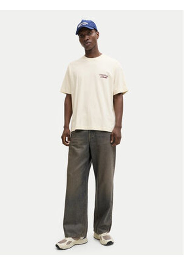 Jack & Jones T-Shirt Norrebro Typo 12282898 Écru Regular Fit. Kolor: kremowy. Materiał: bawełna