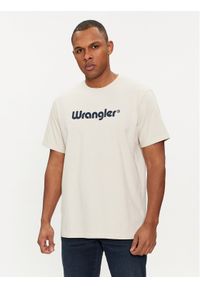 Wrangler T-Shirt Logo 112350523 Écru Regular Fit. Materiał: bawełna