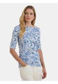 Lauren Ralph Lauren - LAUREN RALPH LAUREN Bluzka 200P09110001 Niebieski jasny Slim Fit. Kolor: niebieski. Materiał: bawełna #1