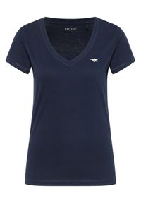 Mustang T-Shirt Beverly 1016517 Granatowy Slim Fit. Kolor: niebieski. Materiał: bawełna