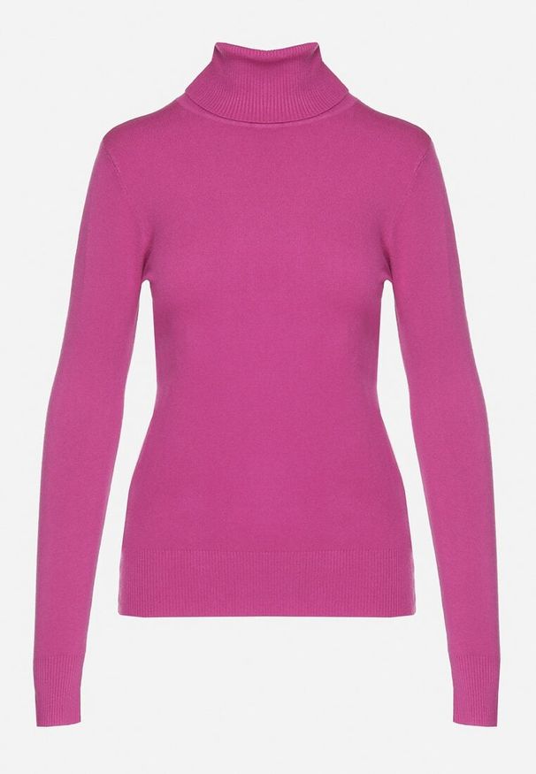 Born2be - Ciemnoróżowy Golf Sweter z Wiskozą i Kaszmirem Zailaya. Okazja: na co dzień. Typ kołnierza: golf. Kolor: fioletowy. Materiał: wiskoza, kaszmir. Styl: casual