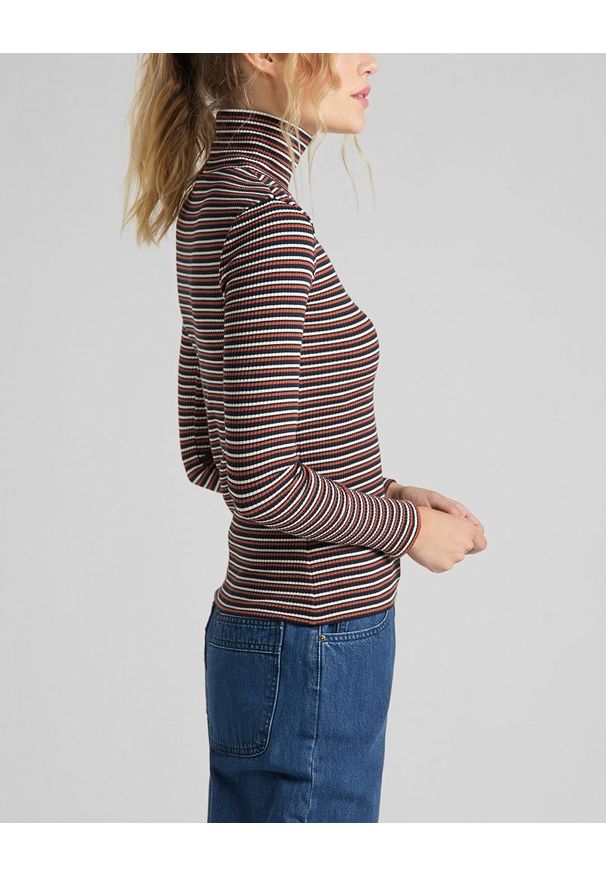Lee - DAMSKI SWETER LEE LS STRIPED RIB TEE BURNT OCRA L40SYLOM 112108741