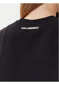 Karl Lagerfeld - KARL LAGERFELD Bluza A3W20066 Czarny Regular Fit. Typ kołnierza: dekolt w karo. Kolor: czarny. Materiał: bawełna #3