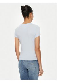 Tommy Jeans T-Shirt Linear DW0DW18398 Błękitny Slim Fit. Kolor: niebieski. Materiał: bawełna