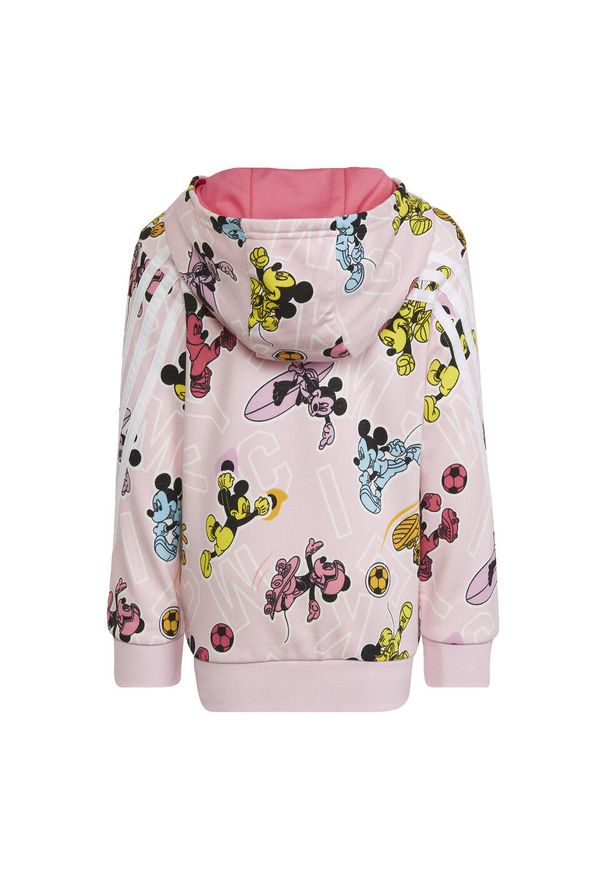 Adidas - Bluza dziecięca adidas Disney Mickey Mouse. Kolor: biały, wielokolorowy, różowy. Wzór: motyw z bajki