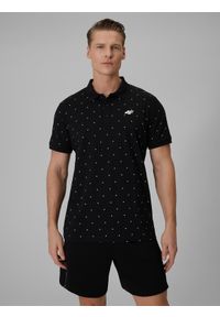 4f - 4F Koszulka polo regular męska - czarna XXL. Okazja: na co dzień. Typ kołnierza: polo. Kolor: czarny. Materiał: dzianina, bawełna. Wzór: ze splotem. Styl: casual, klasyczny, sportowy #1