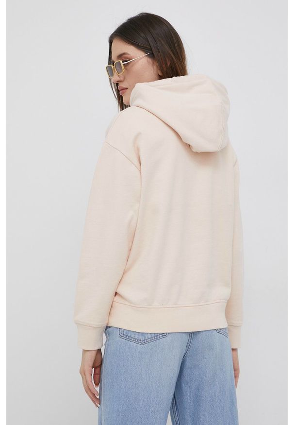 Levi's® - Levi's bluza bawełniana damska kolor różowy z kapturem z nadrukiem. Okazja: na spotkanie biznesowe, na co dzień. Typ kołnierza: kaptur. Kolor: różowy. Materiał: bawełna. Wzór: nadruk. Styl: casual, biznesowy