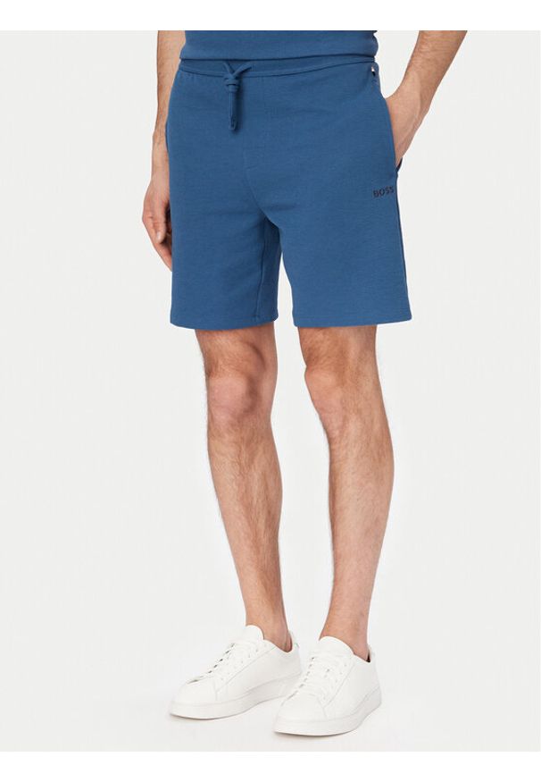 BOSS Szorty sportowe Waffle 50535884 Niebieski Regular Fit. Kolor: niebieski. Materiał: bawełna. Styl: sportowy