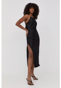BARDOT - Bardot sukienka kolor czarny maxi prosta. Okazja: na co dzień. Kolor: czarny. Materiał: tkanina. Długość rękawa: na ramiączkach. Typ sukienki: proste. Styl: casual. Długość: maxi