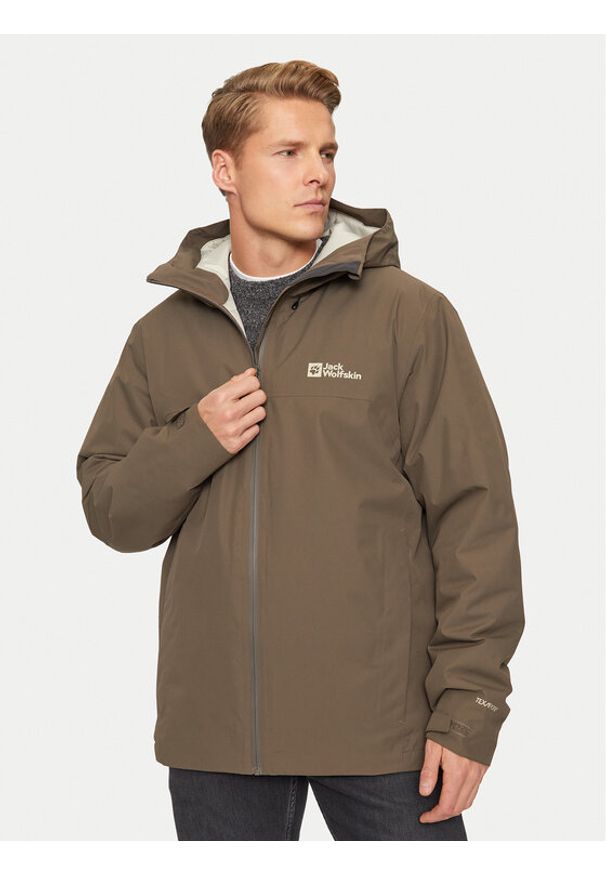 Jack Wolfskin Kurtka przeciwdeszczowa Wisper Ins A61870 Brązowy Regular Fit. Kolor: brązowy. Materiał: syntetyk