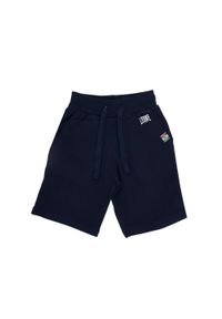 LEONE 1947 APPAREL - Podstawowe dziecięce bermudy polarowe z małym logo. Okazja: na uczelnię. Kolor: niebieski. Materiał: polar. Styl: sportowy. Sport: joga i pilates