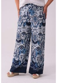 Moda Size Plus Iwanek - Satynowe spodnie Marina PLUS SIZE OVERSIZE XXL. Okazja: na co dzień. Kolekcja: plus size. Materiał: satyna. Długość: krótkie. Wzór: paisley. Styl: casual, elegancki